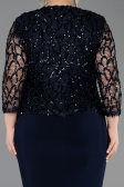 Robe De Invitation Grande Taille Midi Squameuse Bleu Marine ABK2631