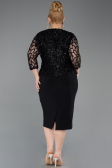 Robe De Invitation Grande Taille Midi Squameuse Noir ABK2631