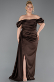 Robe De Soirée Grande Taille Satin Longue Brun ABU1626