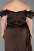 Robe De Soirée Grande Taille Satin Longue Brun ABU1626