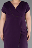 Robe De Invitation Grande Taille Midi Violet Foncé ABK2614