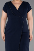 Robe De Invitation Grande Taille Midi Bleu Marine ABK2614