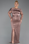 Robe de Soirée Grande Taille Longue Perlé Cuivre ABU6187