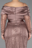 Robe de Soirée Grande Taille Longue Perlé Cuivre ABU6187