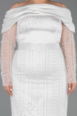Robe de Soirée Grande Taille Longue Perlé Blanc ABU6187