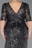 Robe de Soirée Grande Taille Longue Squameuse Anthracite ABU6149