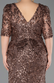 Robe de Soirée Grande Taille Longue Squameuse Cuivre ABU6149
