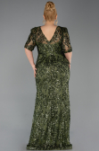 Robe de Soirée Grande Taille Longue Squameuse Kaki ABU6149