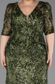Robe de Soirée Grande Taille Longue Squameuse Kaki ABU6149