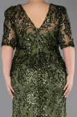 Robe de Soirée Grande Taille Longue Squameuse Kaki ABU6149