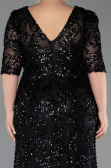 Robe de Soirée Grande Taille Longue Squameuse Noir ABU6149