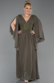 Robe De Soirée Grande Taille Mousseline Longue Kaki ABU4638