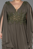 Robe De Soirée Grande Taille Mousseline Longue Kaki ABU4638