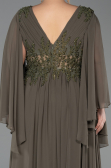 Robe De Soirée Grande Taille Mousseline Longue Kaki ABU4638
