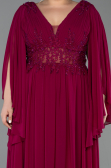 Robe De Soirée Grande Taille Mousseline Longue Couleur Cerise ABU4638