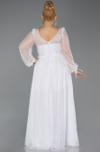 Robe Grande Taille Longue Dantelle Blanc ABU6131