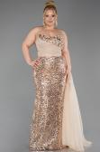 Robe De Fiançailles Grande Taille Longue Squameuse Or ABU6174
