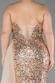 Robe De Fiançailles Grande Taille Longue Squameuse Or ABU6174