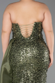 Robe De Fiançailles Grande Taille Longue Squameuse Kaki ABU6174