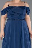 Robe Grande Taille Longue Bleu Marine ABU6185