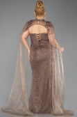 Robe de Soirée Grande Taille Longue Perlé Cuivre ABU6162