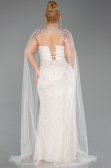 Robe de Soirée Grande Taille Longue Perlé Beige ABU6162