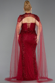 Robe de Soirée Grande Taille Longue Perlé Rouge Bordeaux ABU6162