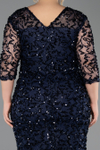 Robe De Soirée Grande Taille Midi Squameuse Bleu Marine ABK2630