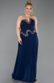 Robe de Soirée Longue Mousseline Bleu Marine ABU6188