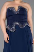 Robe de Soirée Longue Mousseline Bleu Marine ABU6188