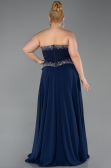 Robe de Soirée Longue Mousseline Bleu Marine ABU6188
