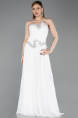 Robe de Soirée Longue Mousseline Blanc ABU6188