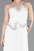 Robe de Soirée Longue Mousseline Blanc ABU6188