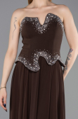 Robe de Soirée Longue Mousseline Brun ABU6188