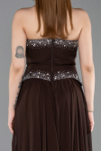 Robe de Soirée Longue Mousseline Brun ABU6188