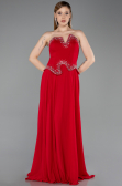 Robe de Soirée Longue Mousseline Rouge ABU6188