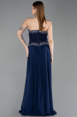 Robe de Soirée Longue Mousseline Bleu Marine ABU6188
