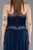 Robe de Soirée Longue Mousseline Bleu Marine ABU6188