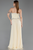 Robe de Soirée Longue Mousseline Jaune ABU6188
