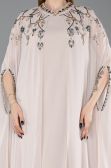 Robe De Soirée Grande Taille Longue Mousseline Beige ABU6175