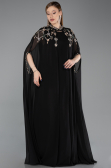 Robe De Soirée Grande Taille Longue Mousseline Noir ABU6175
