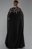 Robe De Soirée Grande Taille Longue Mousseline Noir ABU6175