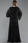 Robe De Soirée Grande Taille Longue Mousseline Noir ABU6176
