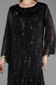 Robe De Soirée Grande Taille Longue Mousseline Noir ABU6176