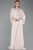 Robe De Soirée Grande Taille Longue Mousseline Beige ABU6177