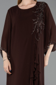 Robe De Soirée Grande Taille Longue Mousseline Brun ABU6177