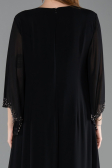 Robe De Soirée Grande Taille Longue Mousseline Noir ABU6177
