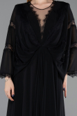 Robe De Soirée Grande Taille Longue Mousseline Noir ABU6178