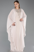 Robe de Soirée Grande Taille Longue Mousseline Beige ABU6180