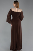 Robe De Soirée Grande Taille Longue Mousseline Brun ABU6182